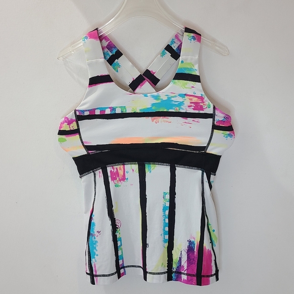 Lululemon Push Your Limits Tank Top Black & White Multi Splash 6 - Picture 2 of 11
